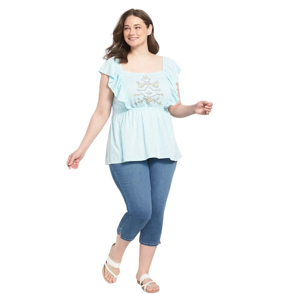 Lane Bryant Classic Square Neck Embroidered Peplum Tank Top Shirt Size 26/28 NWT - Picture 2 of 11